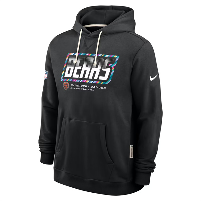 Men's Black Chicago Bears 2026 Crucial Catch Sideline Standard Issue Dri-FIT Pullover Hoodie